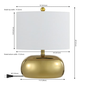 Calix 20" Mid-Century Glam Ceramic/Iron LED Table Lamp - JONATHAN Y